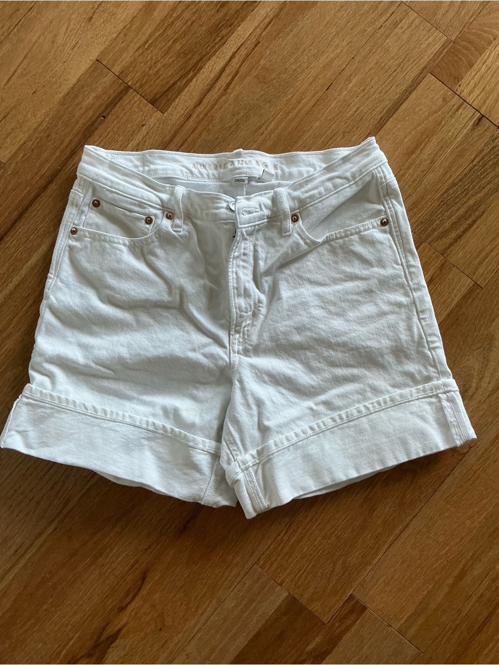 American Eagle Outfitters White Cuffed Denim Shorts with Rolled Hem